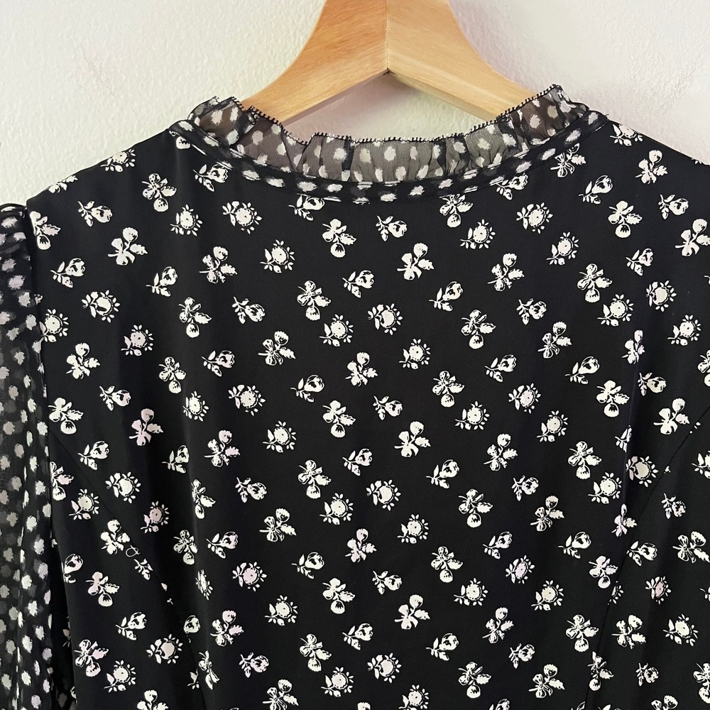 Diane von Furstenberg Fionna Dress Silk Floral Ruffle Tiered Long Sleeve size 2 - Picture 10 of 16
